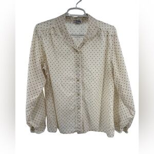 Cristin Stevens Cream floral Patterned Women's button up blouse vintage lace 16